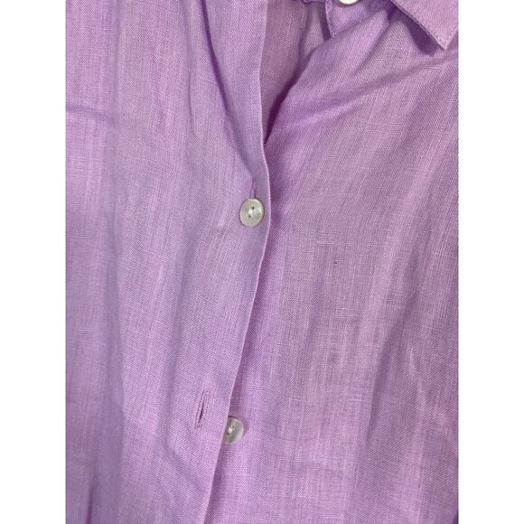 J. Jill Love Linen Essential Button Up Long Sleeve Tunic Top Size Large Purple - Picture 8 of 13